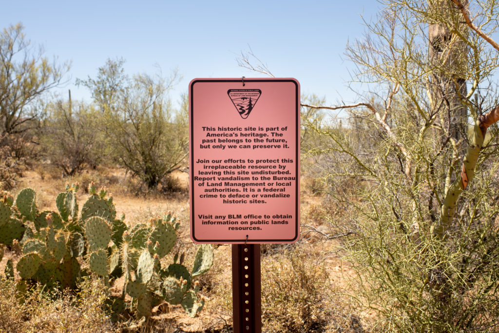 The Silver Bell Cemetery Sign in the Ironwood Forest National Monument